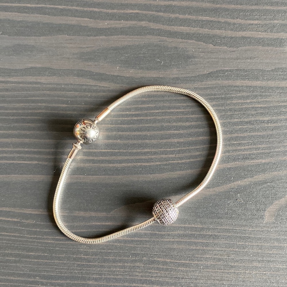 Pandora Moments Snake Bracelet with Pavé Charm